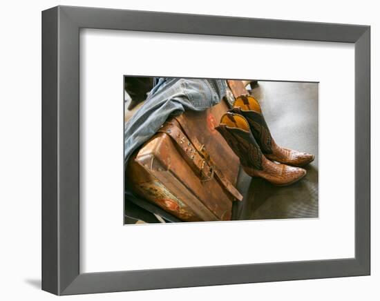 Cowboy Snakeskin Boots and an Antique Suitcase, Santa Fe, New Mexico-Julien McRoberts-Framed Photographic Print