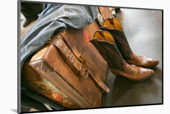 Cowboy Snakeskin Boots and an Antique Suitcase, Santa Fe, New Mexico-Julien McRoberts-Mounted Photographic Print