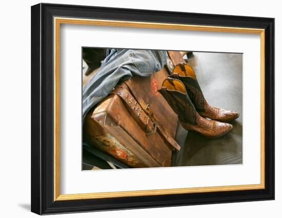 Cowboy Snakeskin Boots and an Antique Suitcase, Santa Fe, New Mexico-Julien McRoberts-Framed Photographic Print