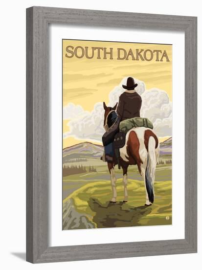 Cowboy - South Dakota-Lantern Press-Framed Art Print