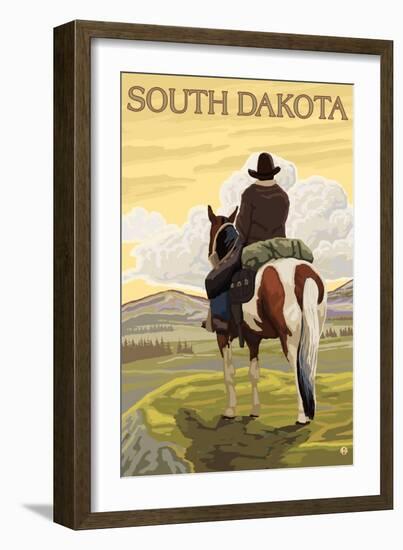 Cowboy - South Dakota-Lantern Press-Framed Art Print