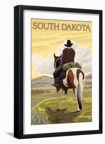 Cowboy - South Dakota-Lantern Press-Framed Art Print