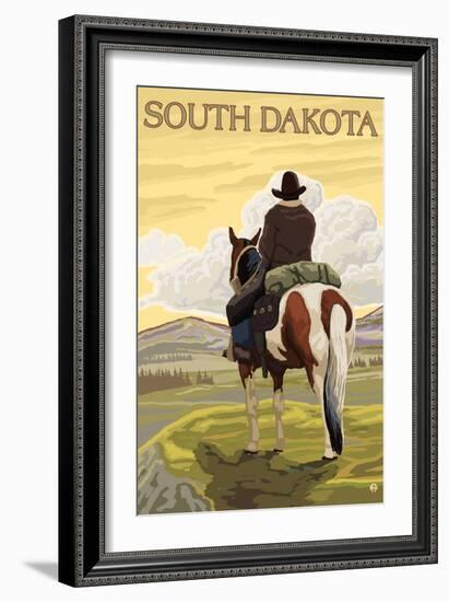 Cowboy - South Dakota-Lantern Press-Framed Art Print