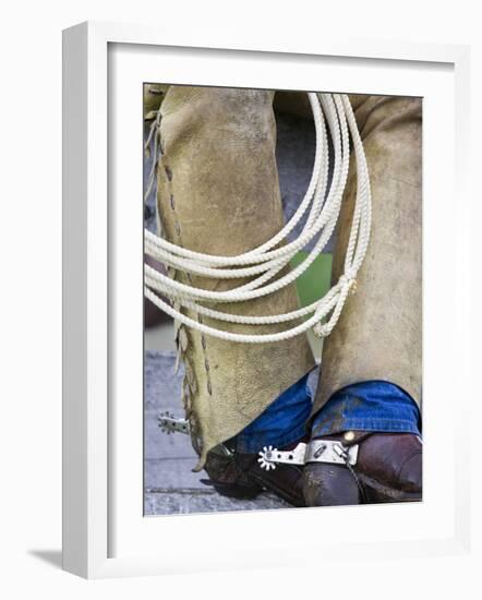 Cowboy Spurs and Chaps, Judith Gap, Montana, USA-Chuck Haney-Framed Photographic Print