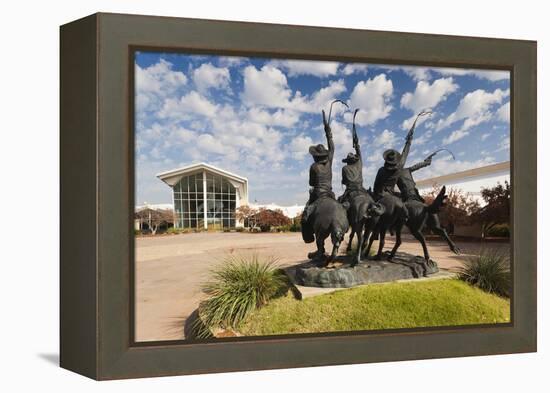 Cowboy Statue, Coming Through the Rye, Oklahoma City, Oklahoma, USA-Walter Bibikow-Framed Premier Image Canvas