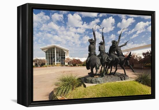 Cowboy Statue, Coming Through the Rye, Oklahoma City, Oklahoma, USA-Walter Bibikow-Framed Premier Image Canvas