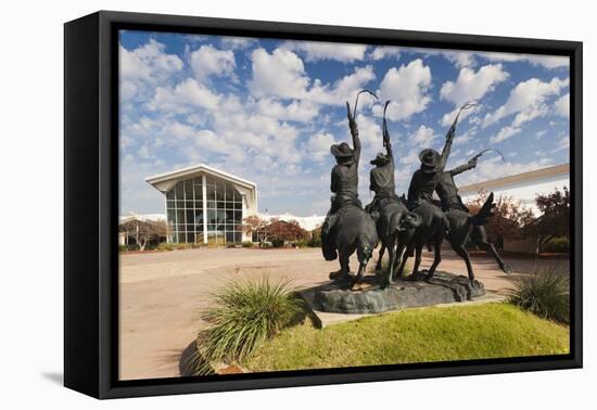 Cowboy Statue, Coming Through the Rye, Oklahoma City, Oklahoma, USA-Walter Bibikow-Framed Premier Image Canvas