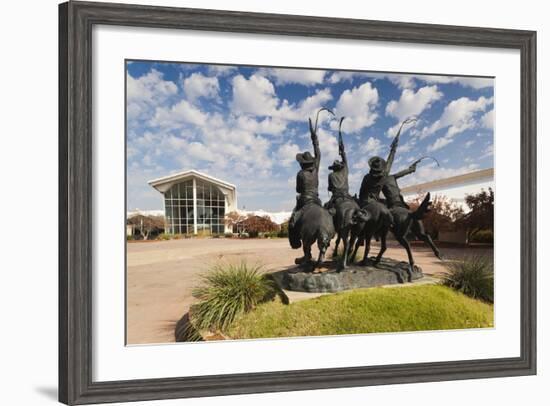 Cowboy Statue, Coming Through the Rye, Oklahoma City, Oklahoma, USA-Walter Bibikow-Framed Photographic Print