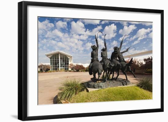 Cowboy Statue, Coming Through the Rye, Oklahoma City, Oklahoma, USA-Walter Bibikow-Framed Photographic Print