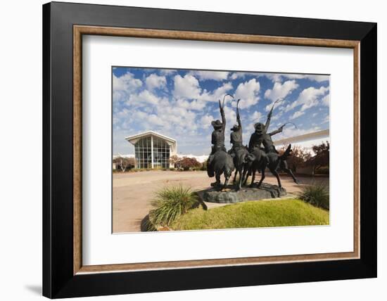 Cowboy Statue, Coming Through the Rye, Oklahoma City, Oklahoma, USA-Walter Bibikow-Framed Photographic Print