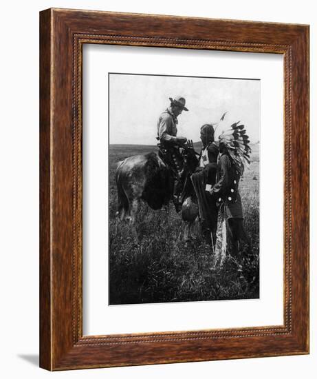 Cowboy Trading with Indians Using Sign Language - Tucumcari, NM-Lantern Press-Framed Premium Giclee Print