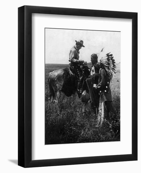 Cowboy Trading with Indians Using Sign Language - Tucumcari, NM-Lantern Press-Framed Premium Giclee Print