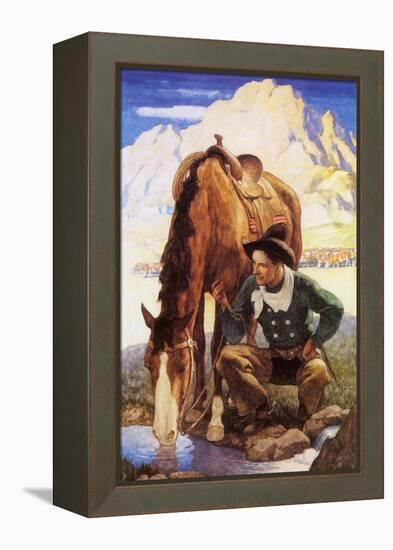 Cowboy Watering His Horse, 1937-Newell Convers Wyeth-Framed Premier Image Canvas