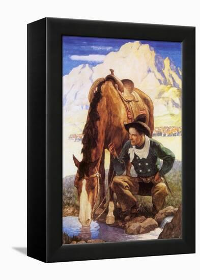 Cowboy Watering His Horse, 1937-Newell Convers Wyeth-Framed Premier Image Canvas