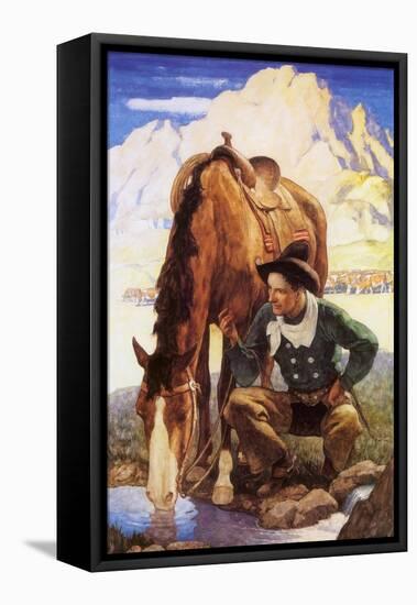 Cowboy Watering His Horse, 1937-Newell Convers Wyeth-Framed Premier Image Canvas