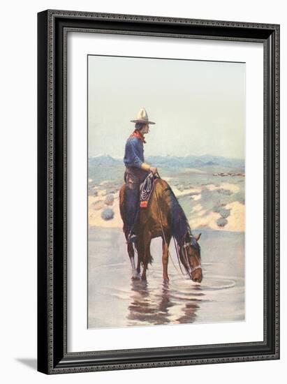 Cowboy Watering Horse-null-Framed Art Print