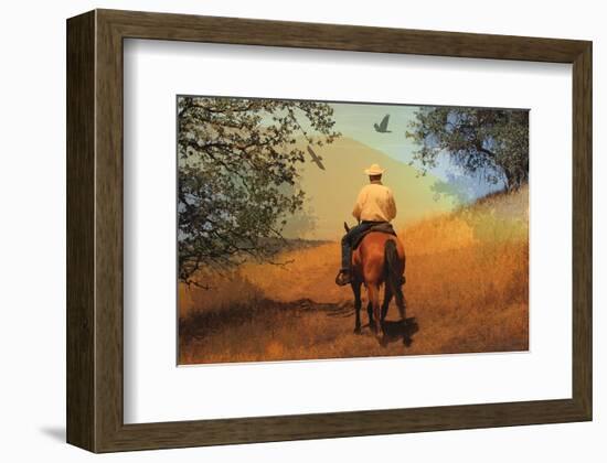 Cowboy with Bird & Tree Shades-null-Framed Art Print