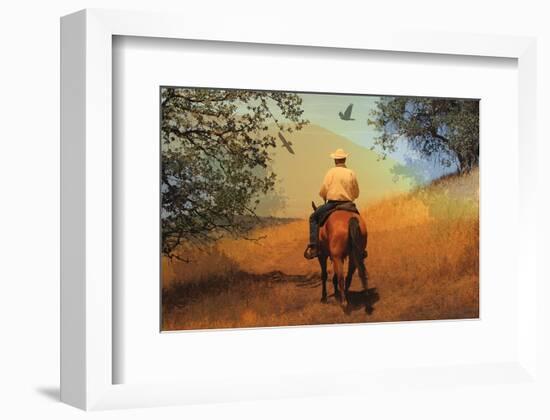 Cowboy with Bird & Tree Shades-null-Framed Art Print