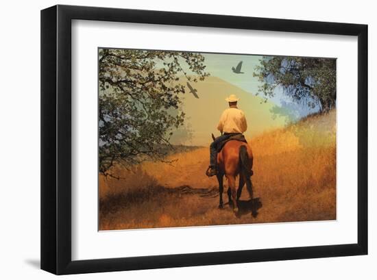 Cowboy with Bird & Tree Shades-null-Framed Art Print