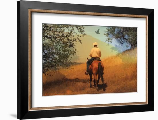 Cowboy with Bird & Tree Shades-null-Framed Art Print
