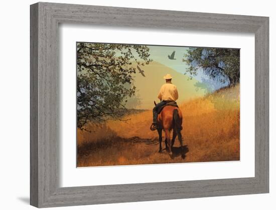 Cowboy with Bird & Tree Shades-null-Framed Art Print