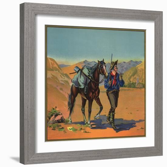 Cowboy with Horse - Citrus Crate Label-Lantern Press-Framed Art Print