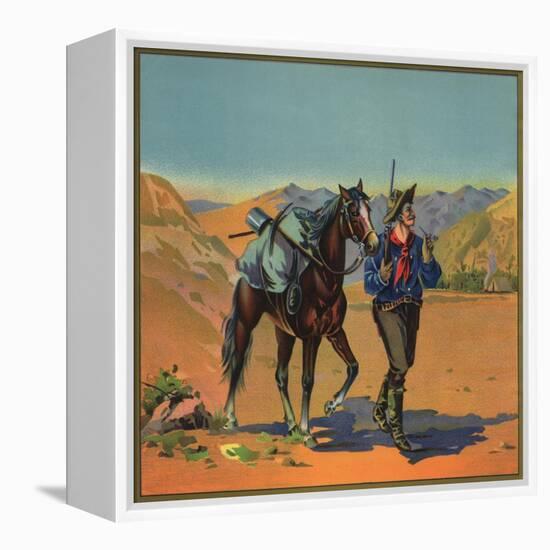 Cowboy with Horse - Citrus Crate Label-Lantern Press-Framed Stretched Canvas