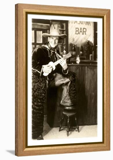 Cowboy with Ukulele-null-Framed Stretched Canvas