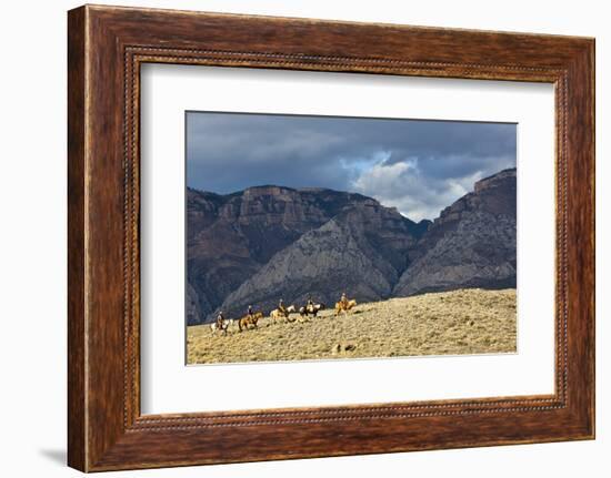 Cowboys and Cowgirls Riding along the Hills of the Big Horn Mountains-Terry Eggers-Framed Photographic Print