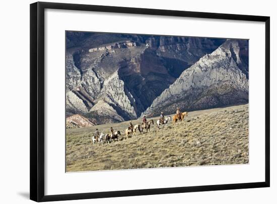 Cowboys and Cowgirls Riding along the Hills of the Big Horn Mountains-Terry Eggers-Framed Photographic Print