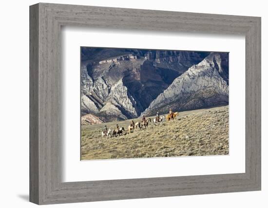 Cowboys and Cowgirls Riding along the Hills of the Big Horn Mountains-Terry Eggers-Framed Photographic Print