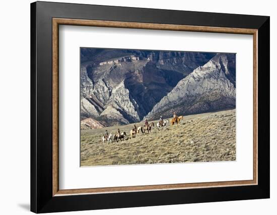 Cowboys and Cowgirls Riding along the Hills of the Big Horn Mountains-Terry Eggers-Framed Photographic Print