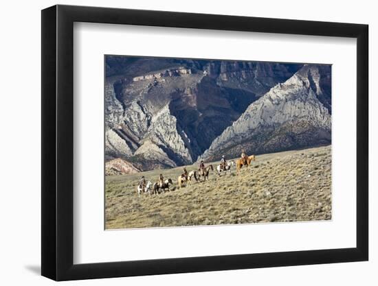 Cowboys and Cowgirls Riding along the Hills of the Big Horn Mountains-Terry Eggers-Framed Photographic Print