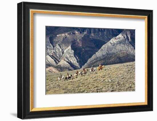 Cowboys and Cowgirls Riding along the Hills of the Big Horn Mountains-Terry Eggers-Framed Photographic Print