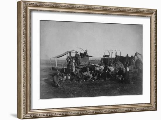 Cowboys At The Chuck Wagon-null-Framed Premium Giclee Print