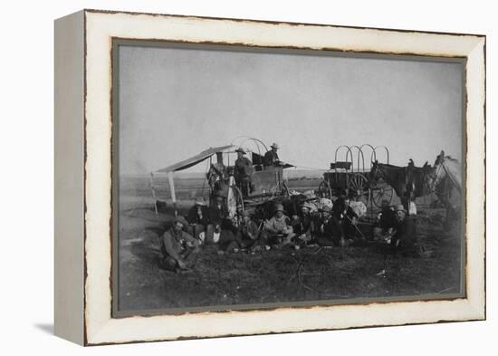 Cowboys At The Chuck Wagon-null-Framed Stretched Canvas