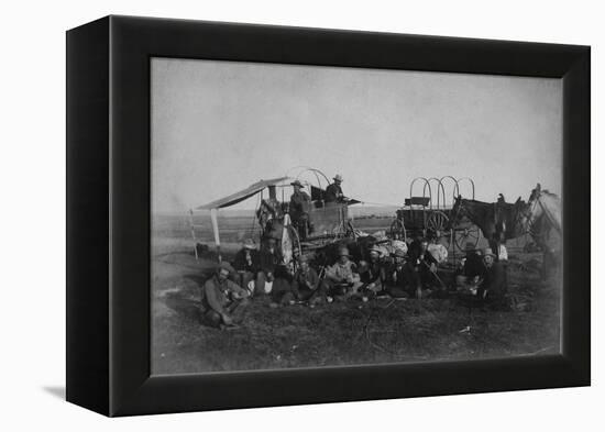 Cowboys At The Chuck Wagon-null-Framed Stretched Canvas