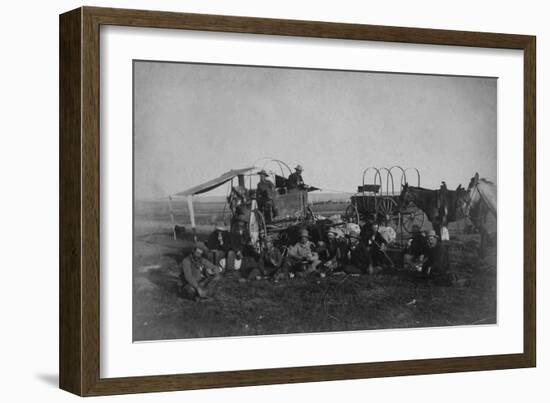 Cowboys At The Chuck Wagon-null-Framed Art Print