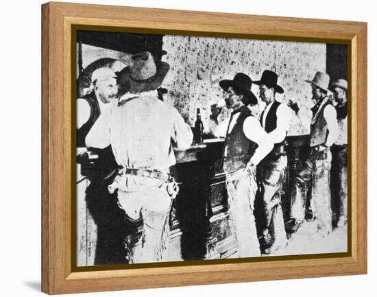 Cowboys Drinking in a Texas Saloon, C.1890-null-Framed Premier Image Canvas