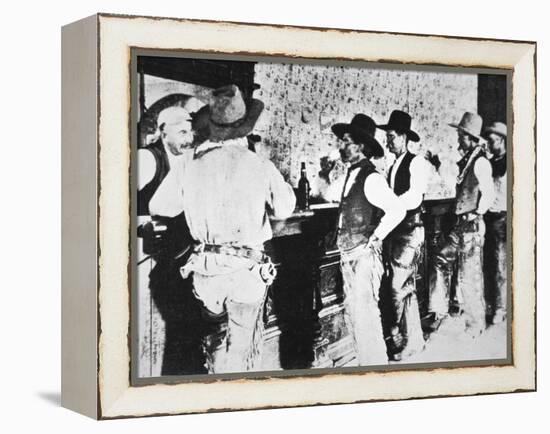 Cowboys Drinking in a Texas Saloon, C.1890-null-Framed Premier Image Canvas