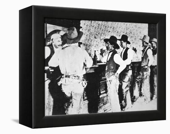 Cowboys Drinking in a Texas Saloon, C.1890-null-Framed Premier Image Canvas