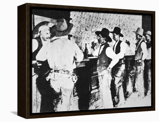 Cowboys Drinking in a Texas Saloon, C.1890-null-Framed Premier Image Canvas