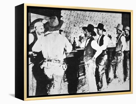 Cowboys Drinking in a Texas Saloon, C.1890-null-Framed Premier Image Canvas