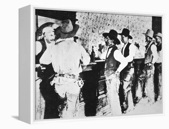 Cowboys Drinking in a Texas Saloon, C.1890-null-Framed Premier Image Canvas