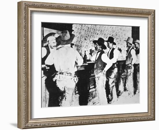 Cowboys Drinking in a Texas Saloon, C.1890-null-Framed Photographic Print