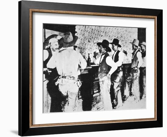 Cowboys Drinking in a Texas Saloon, C.1890-null-Framed Photographic Print