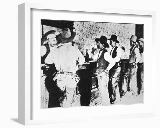 Cowboys Drinking in a Texas Saloon, C.1890-null-Framed Photographic Print