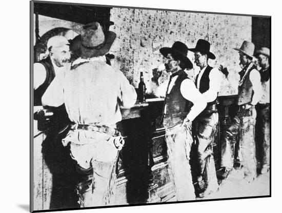 Cowboys Drinking in a Texas Saloon, C.1890-null-Mounted Photographic Print