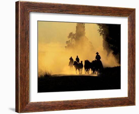 Cowboys Driving Wild Horses, Burns, Oregon, USA-Steve Terrill-Framed Photographic Print