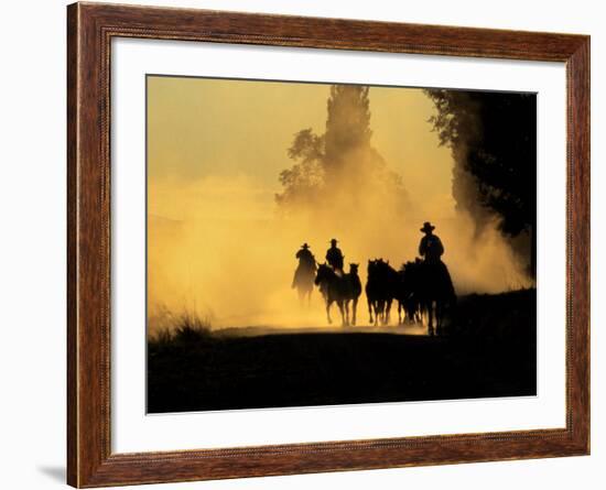 Cowboys Driving Wild Horses, Burns, Oregon, USA-Steve Terrill-Framed Photographic Print